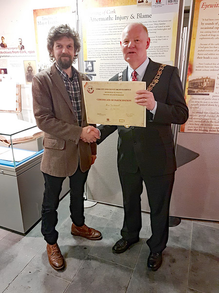 Artist Brian MacDomhnaill and Lord Mayor John Sheehan Archives of Us Creative Ireland Project 2019